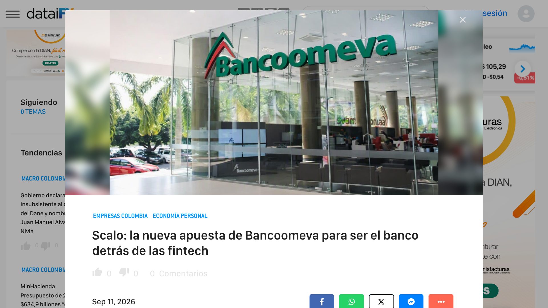 La nota sobre Scalo tal como se ve en el sitio de DataiFX.