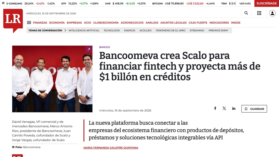 La nota sobre Scalo tal como se ve en el sitio de La República.