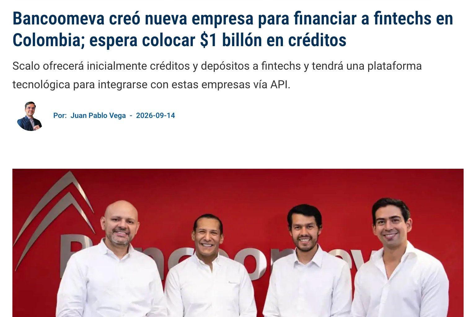 La nota sobre Scalo tal como se ve en el sitio de Valora Analitik.